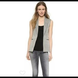 Made in USA Theory Black White Tweed Fringe Vest